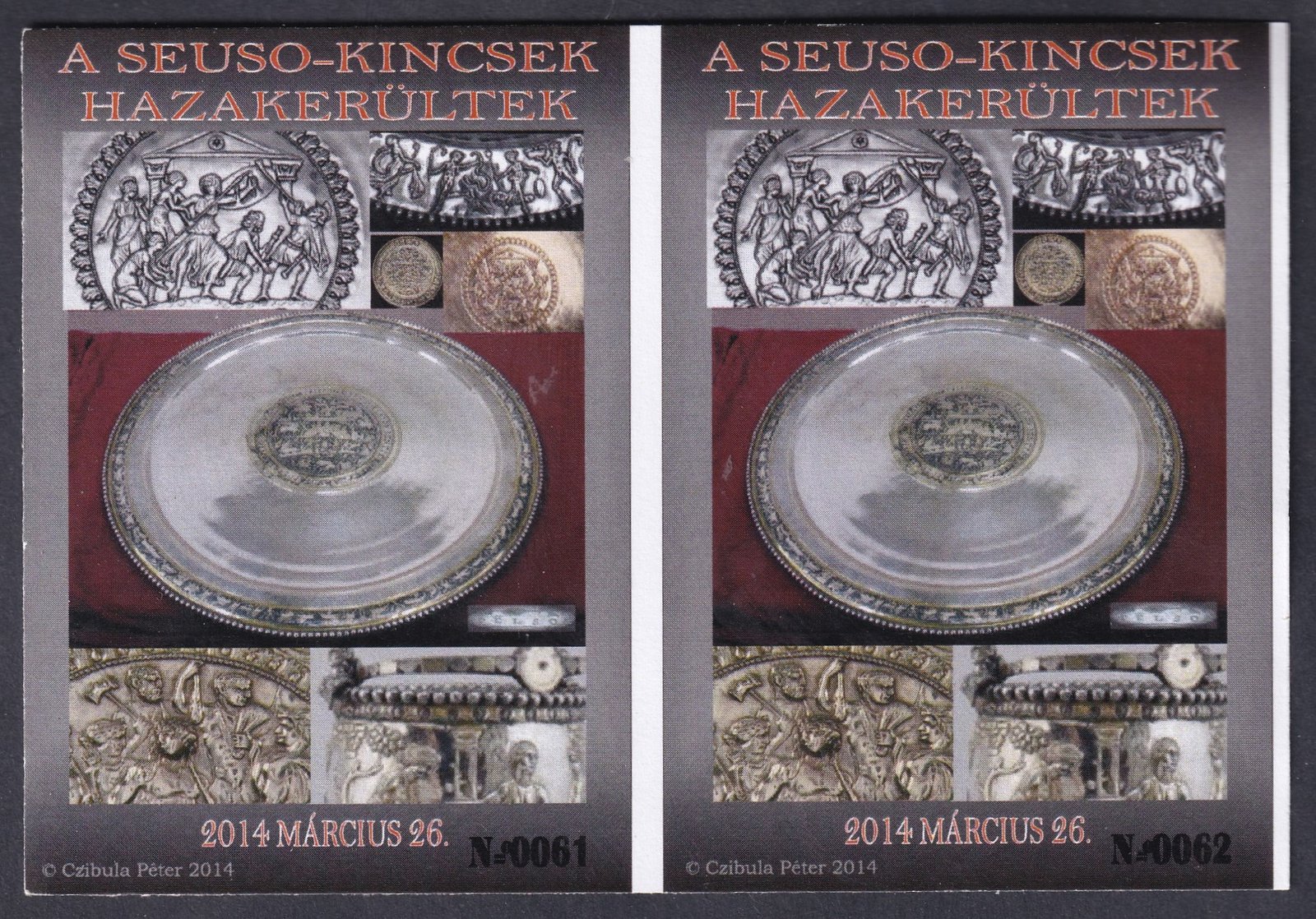 Seuso-kincsek hazakerültek Emlékív - összefüggő pár