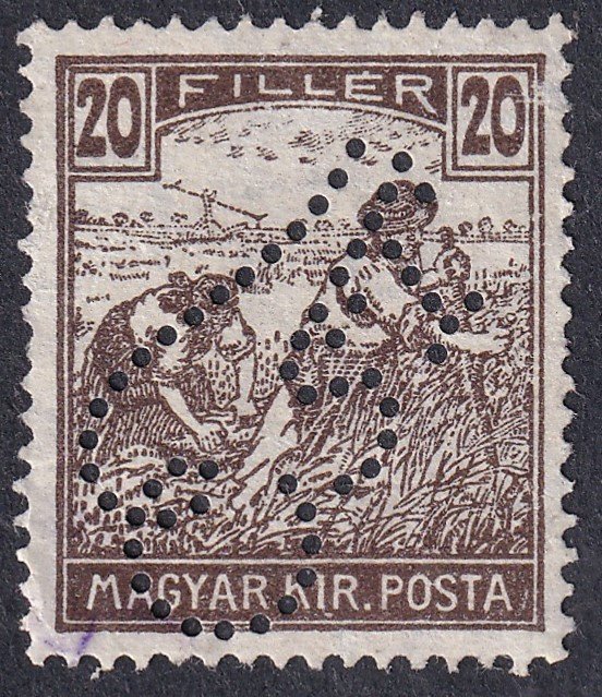 *EST* perfin bélyeg, kis talán bélyegzés részlettel (gumi nélkül)