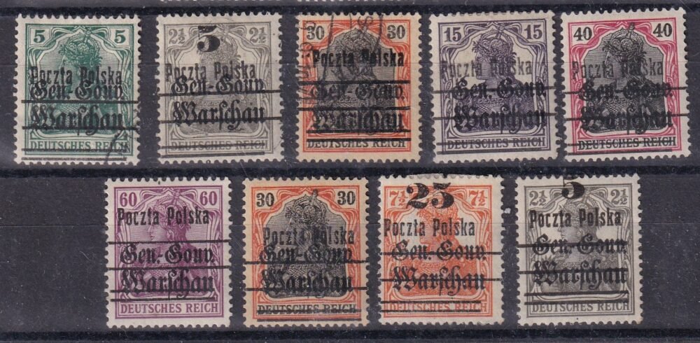Lengyelország 1918 - (Deutsches Reich) felülnyomat: "Poczta Polska Gen Gouv Warschau"