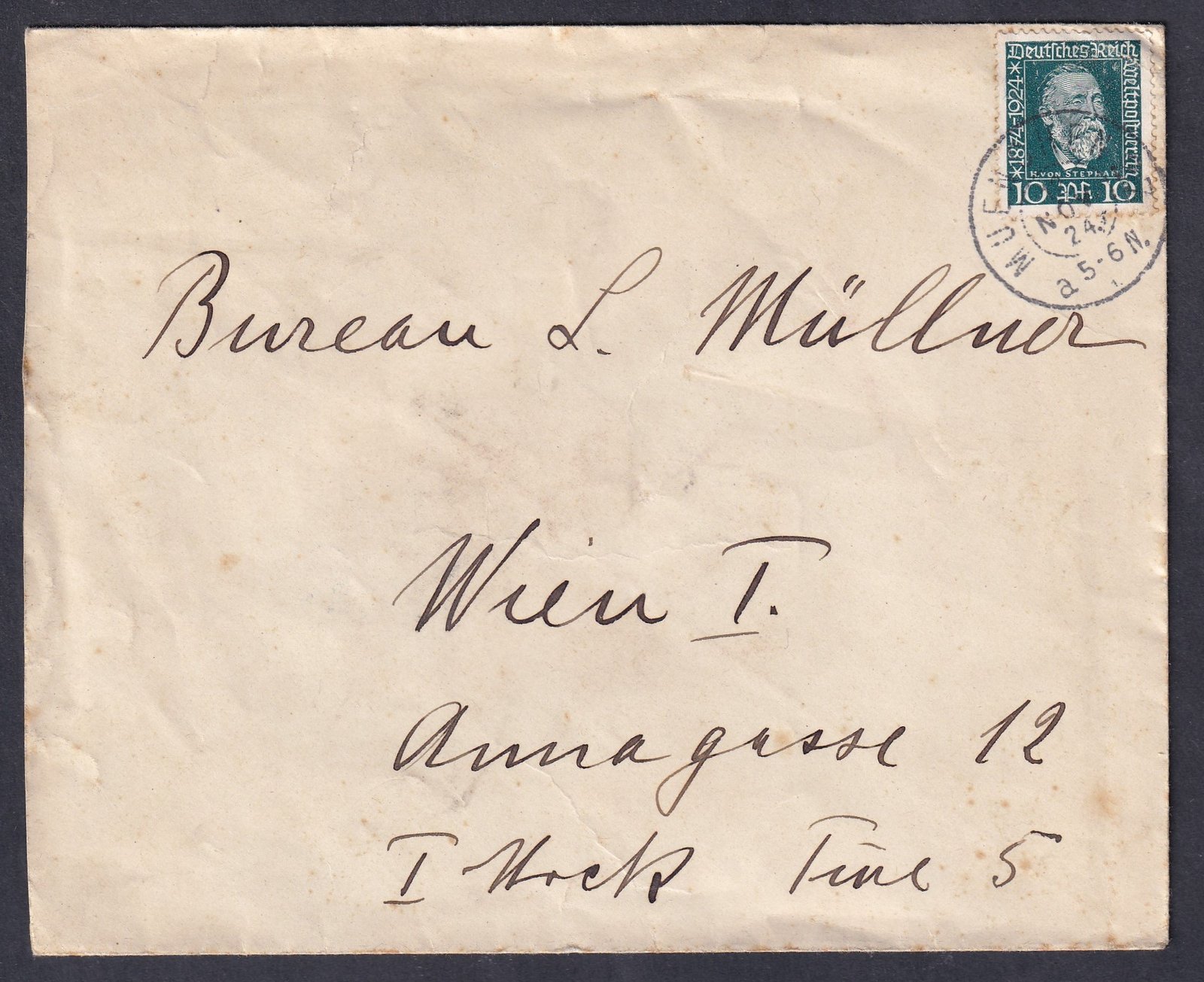 1924. Deutsches Reich, München, Ausztriába feladott levél