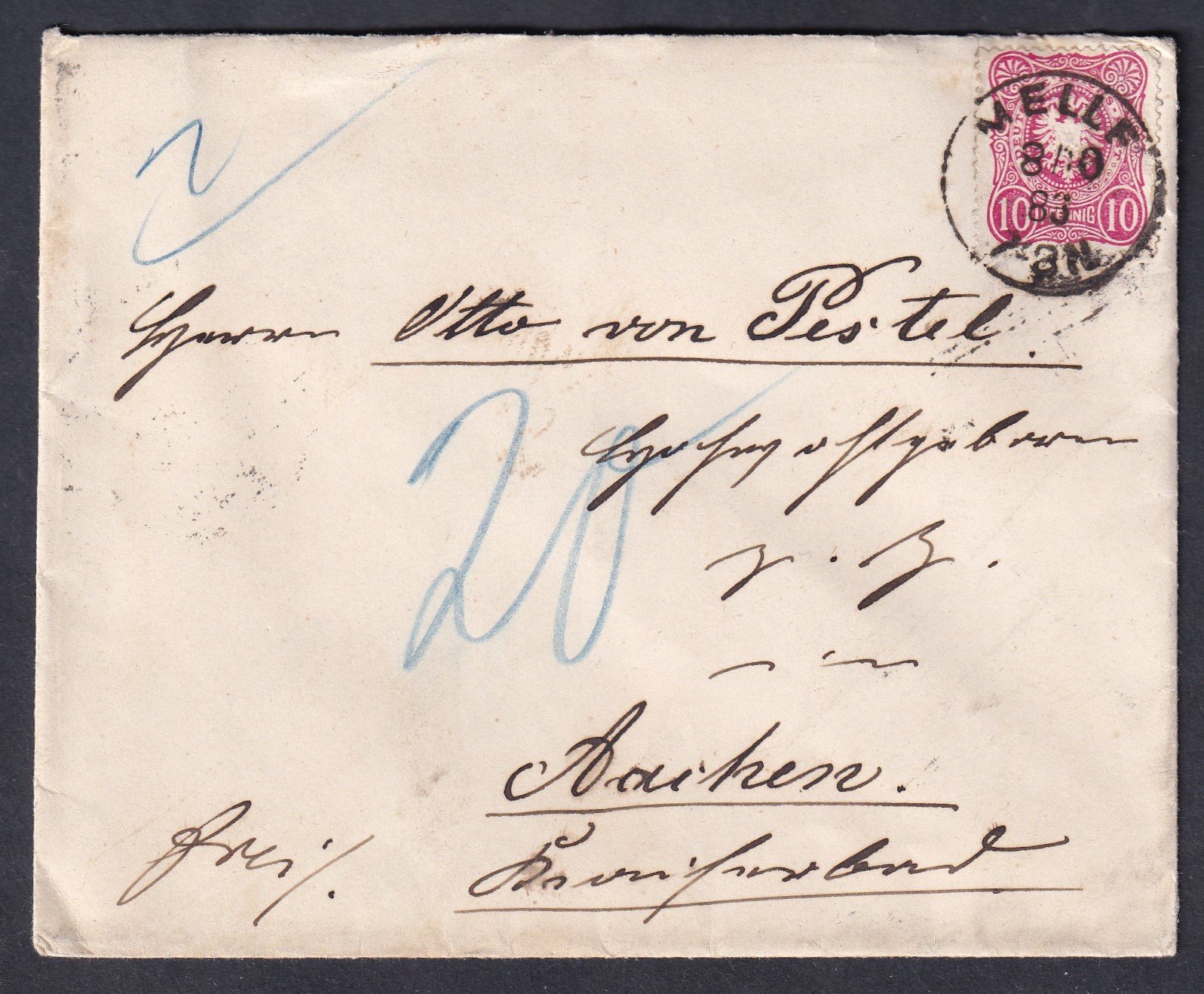 1883. MELLE (Deutsches Reich ), Ausztriába feladott levél