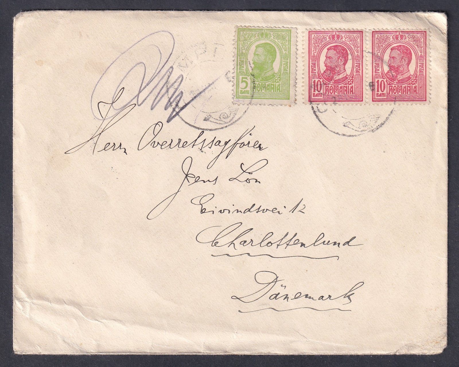 Románia, Dániába feladott cenzúrázott levél