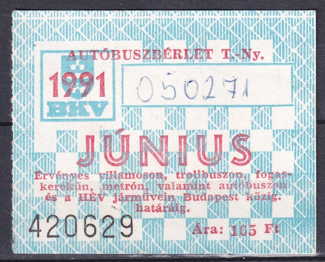 1991. Budapest, Autóbusz bérlet – Június
