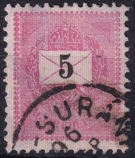 IMG_20260121_0023.4 1889. 5kr /E/ lemezhibával - bal oldalon a gyönysor mellett alapvonal szakadás