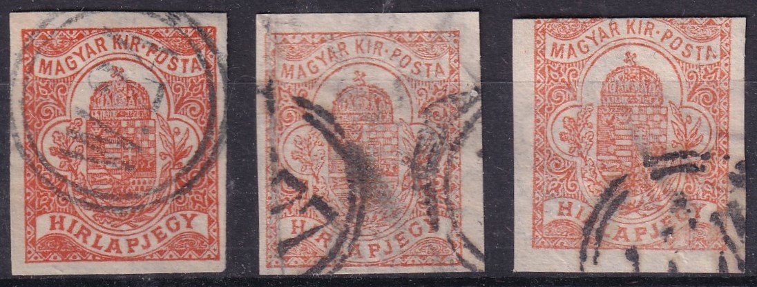 3 db Hírlapbélyeg bécsi néma bélyegzéssel - ritkán látható érkezési bélyegzések