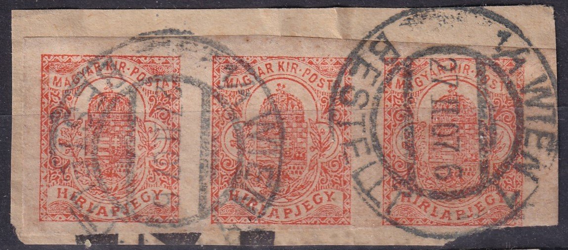 "1907/ WIEN/ BESTELL” - osztrák kézbesítési bélyegzés Hírlapbélyeg 3-as csík kivágáson