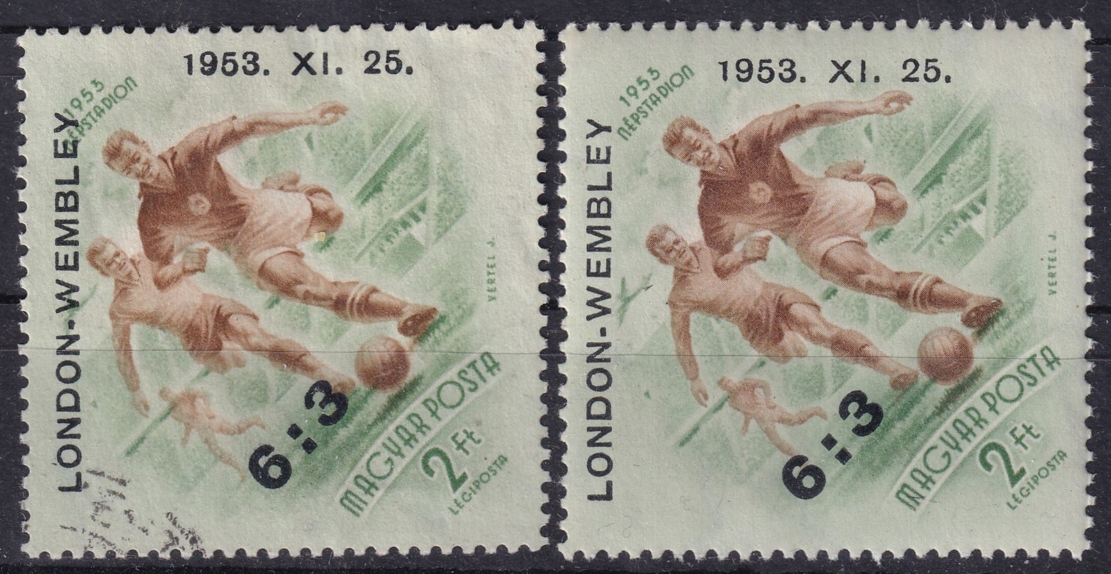 1953. 6:3 használt + postattiszta darab