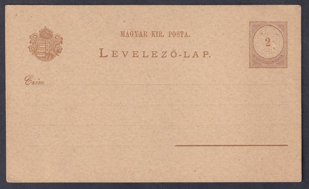 1880. 2 kr sárgásbarna díjjegyes levelezőlap