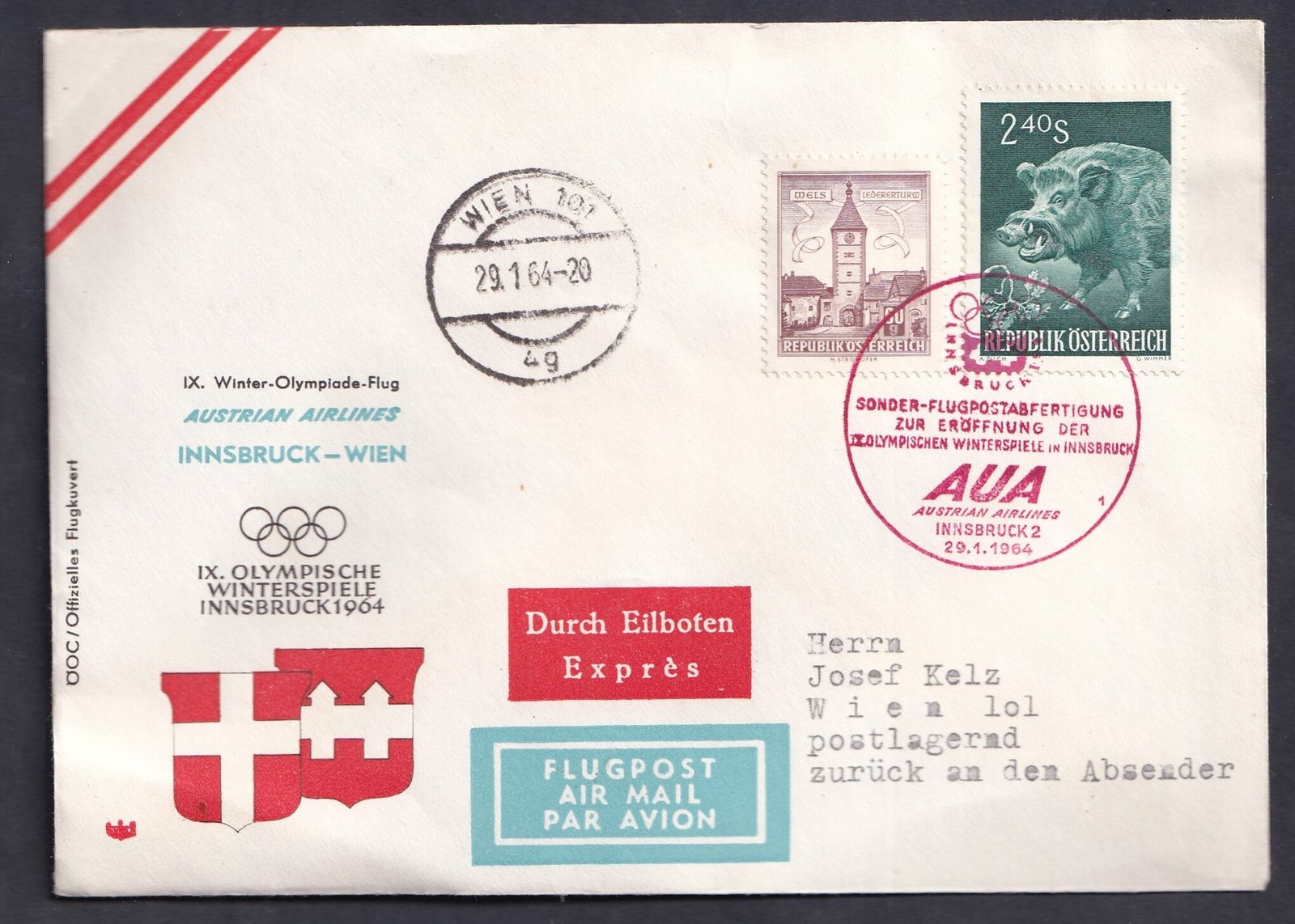 1964. Ausztria. Innsbruck Téli olimpia FDC