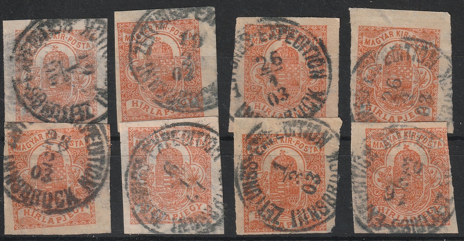 8 db Zeitungs Expeditions/Innsbruck érkezési bélyegzések hírlapbélyegeken