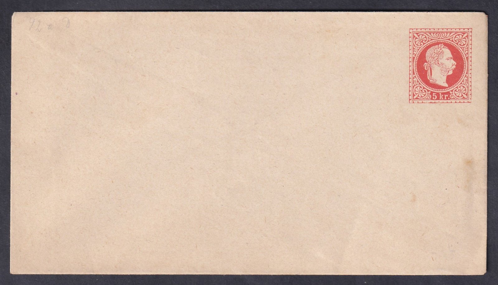 1867. 5kr használatlan díjjegyes boríték