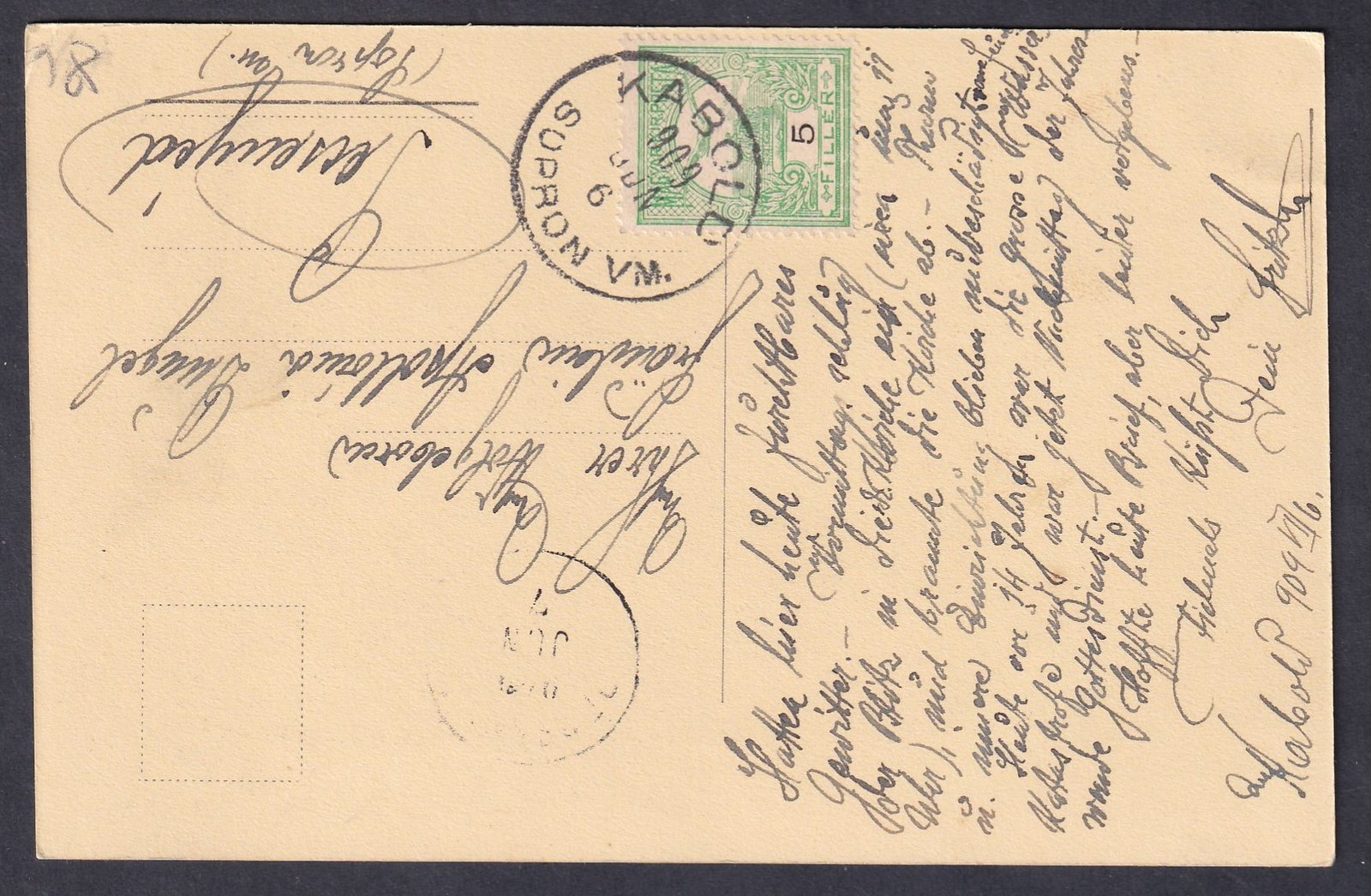 1909. KABOLD / SOPRON VM. Pecsenyéd-re feladott képeslap