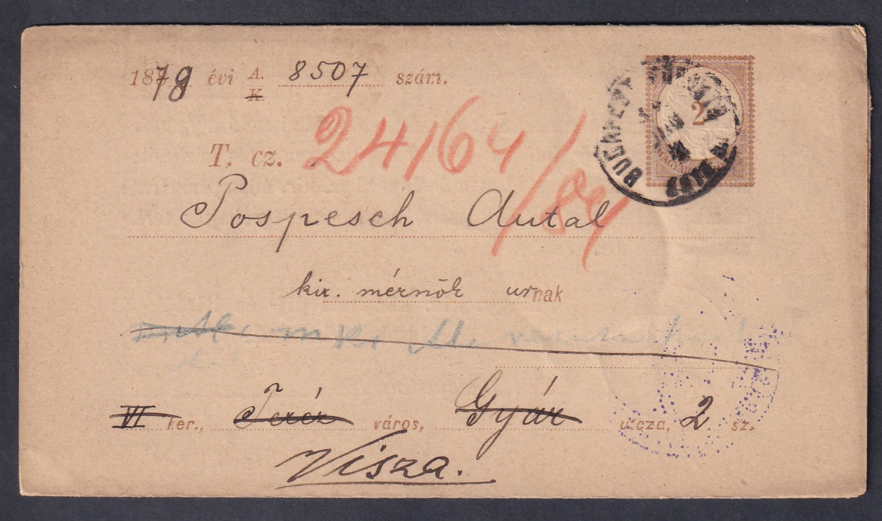 IMG_20260217_0020 1878. Adóintés, teljes darab – mindhárom lap egyben, kezelésekkel; így ritka!