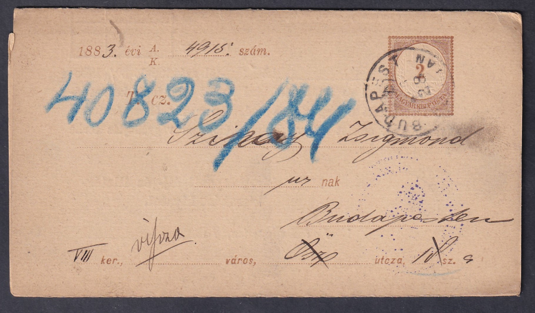 IMG_20260217_0023 1883. Adóintés, teljes darab – mindhárom lap egyben, kezelésekkel; így ritka!