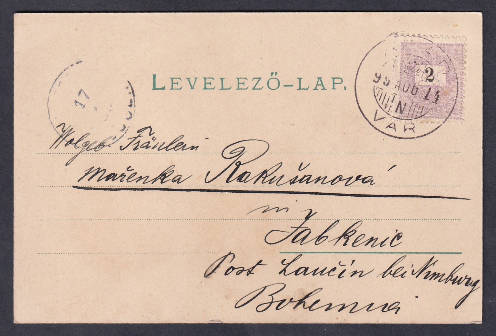 IMG_20260217_0030 1899. Budapest/Vár, Jabkenice-be (Bohemia) feladott képeslap