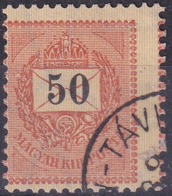 1889. 50kr /E/ szomszéd bélyegképet érintő elcsúszott fogazással