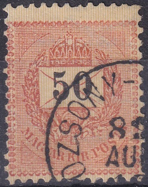 1889. 50kr /B/ sorfogazással - keskenyre fogazott bélyeg (18,5 mm)