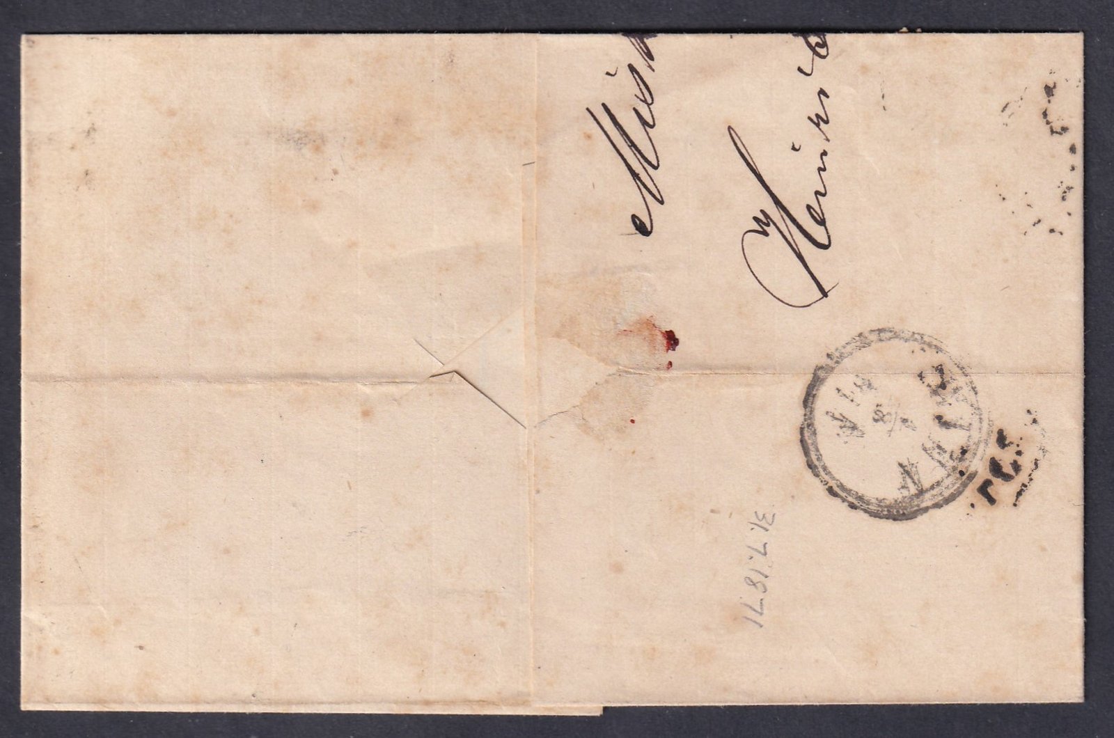 1871. Miskolcz, Bécsbe feladott levél - Kőnyomat 5kr-os V típusú bélyeggel