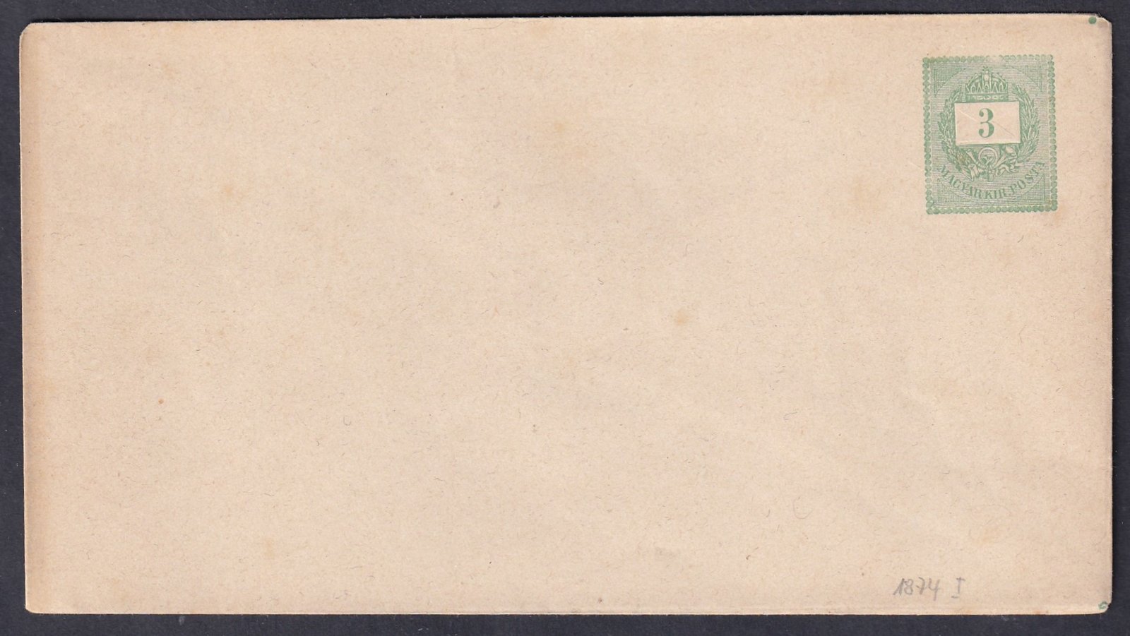 IMG_20260219_0013 1874. 3kr használatlan díjjegyes boríték - I vj