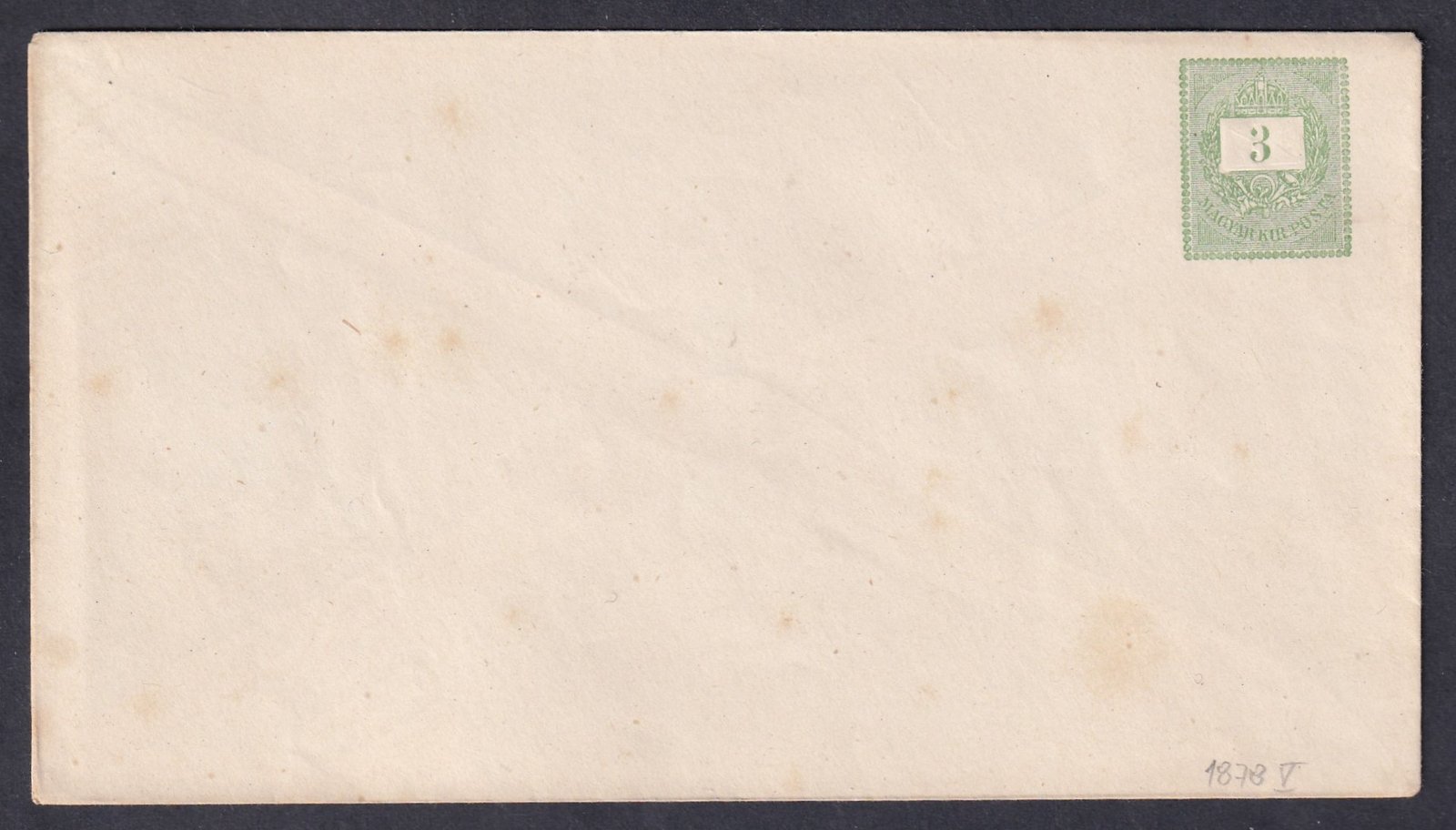 IMG_20260219_0015 1877. 3kr használatlan díjjegyes boríték - V. vj. !!!