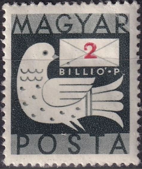 1946. Billiós, 2x20 bP ívszéli pár az ív 8. helyén ismétlődő lemezhiba, folt a boríték hajtókán (több címleten ismert, nem minden íven!) /R/