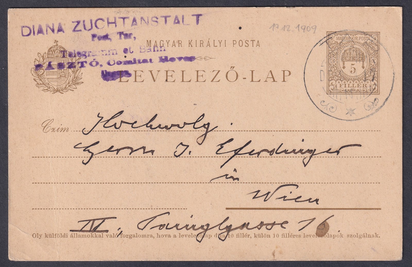 IMG_20260303_0010 1909. Tar, Bécsbe feladott levelezőlap
