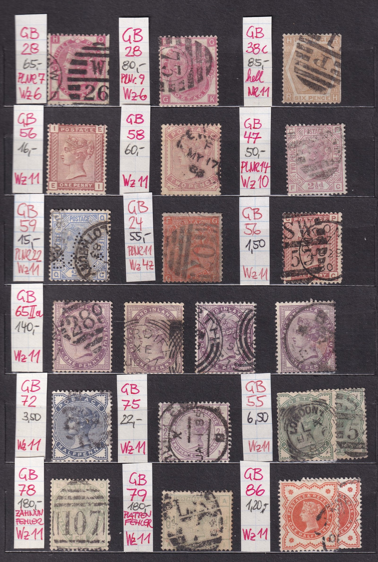 Nagy-Britannia kis gyűjtemény, magas katalógusértékkel, A5 méretű, jó minőségű (tokos) albumban