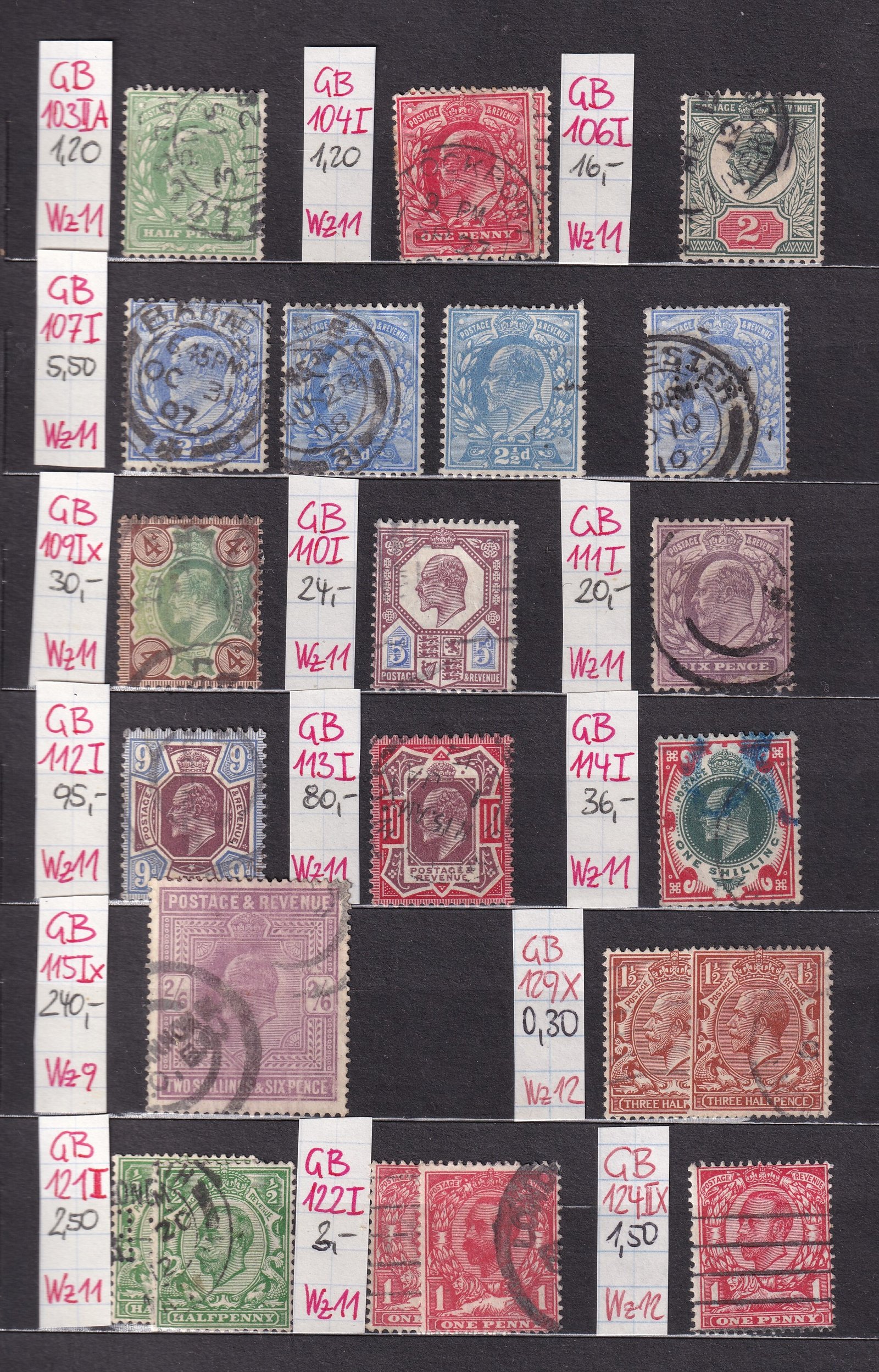 Nagy-Britannia kis gyűjtemény, magas katalógusértékkel, A5 méretű, jó minőségű (tokos) albumban