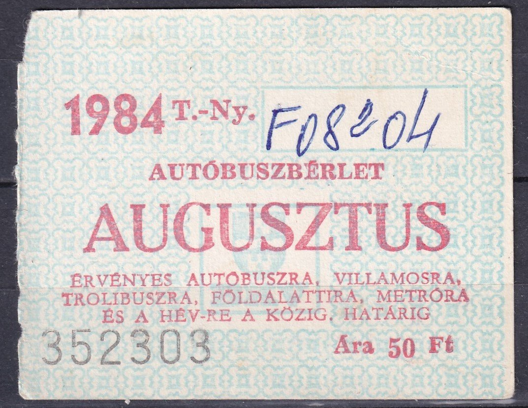 1884. BKV, Autóbuszbérlet – AUGUSZTUS