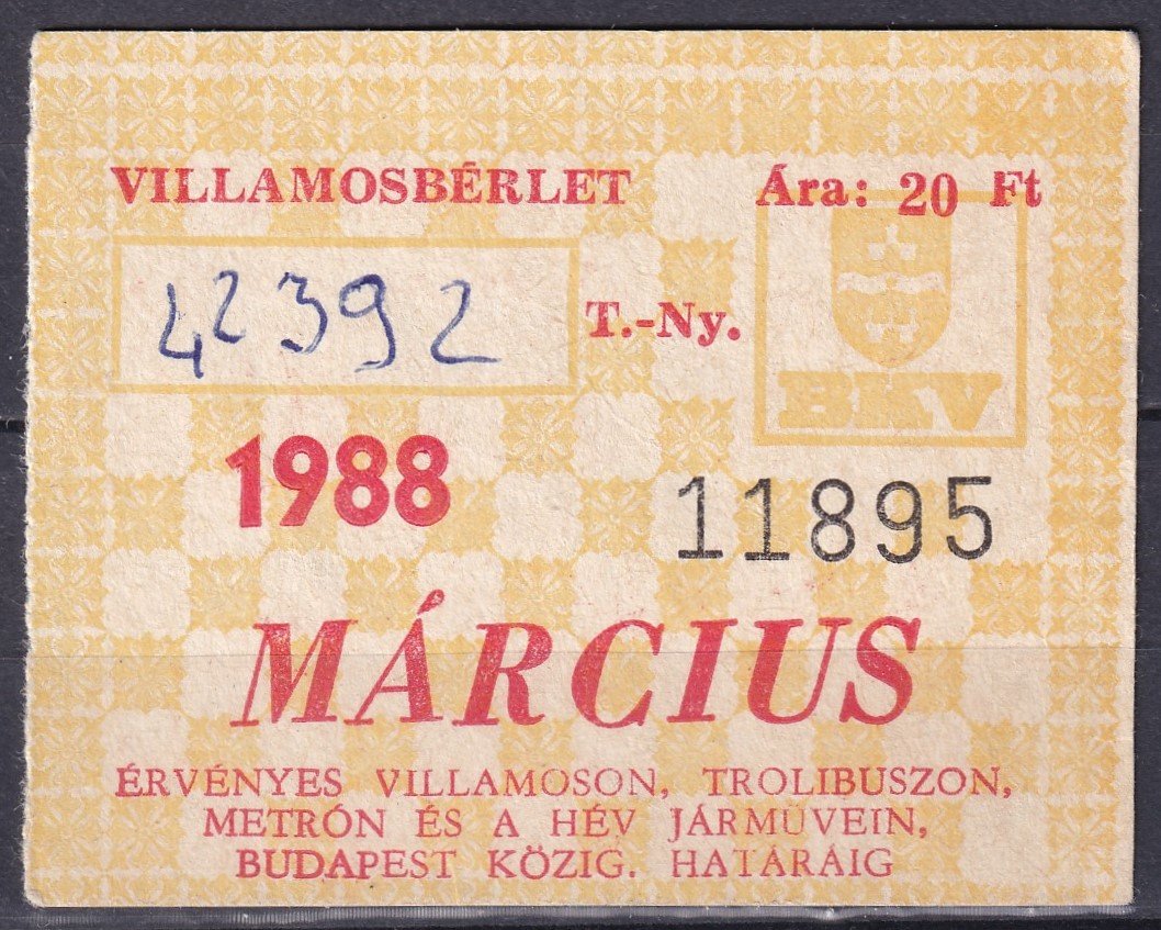 1988. BKV, Villamosbérlet, MÁRCIUS