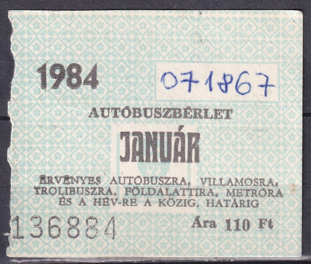 1884. BKV, Autóbuszbérlet – JANUÁR