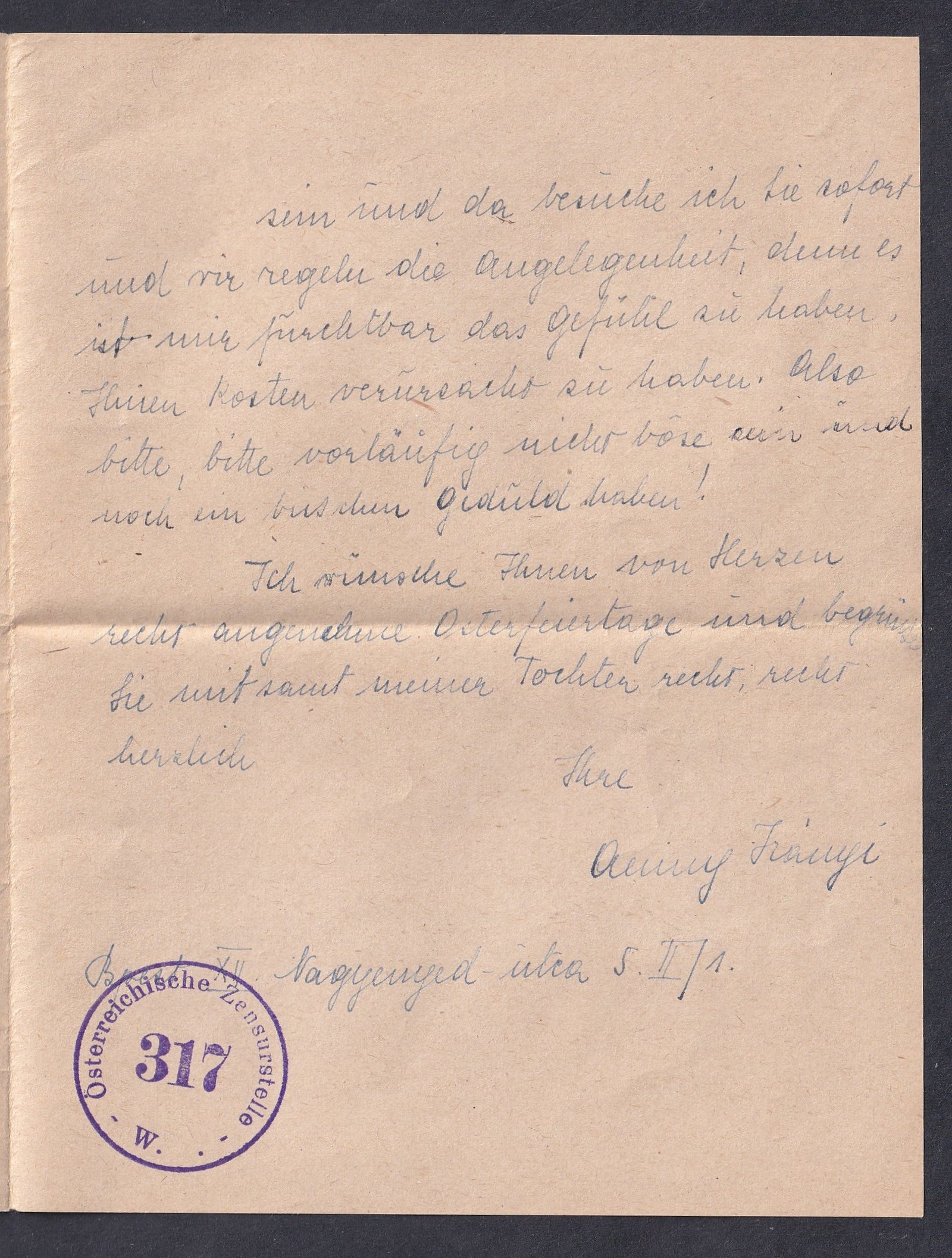1946. április 29. (12. díjszabás) Ausztriába feladott, első súlyfokozatú, tarifahelyes, cenzúrázott levél