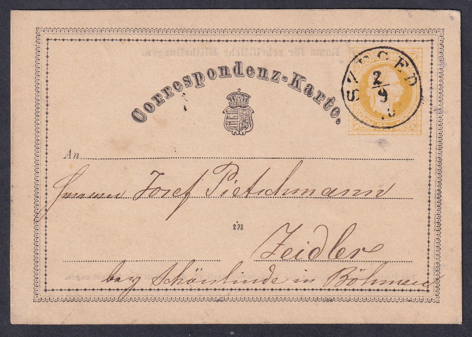 1870. Szeged, Zeidler-be feladott levelezőlap