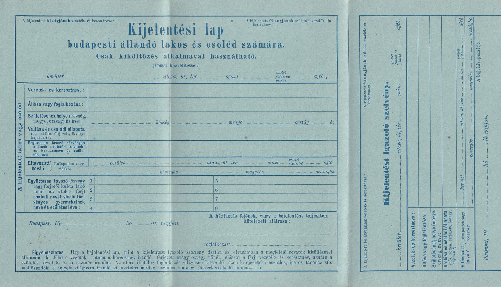 1900. felülnyomással átértékelt rendörségi levelezőlap – kék nyomat, kékeszöld papíron