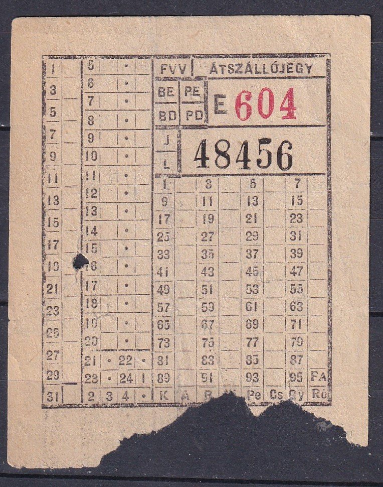 Budapest-FVV, átszállójegy