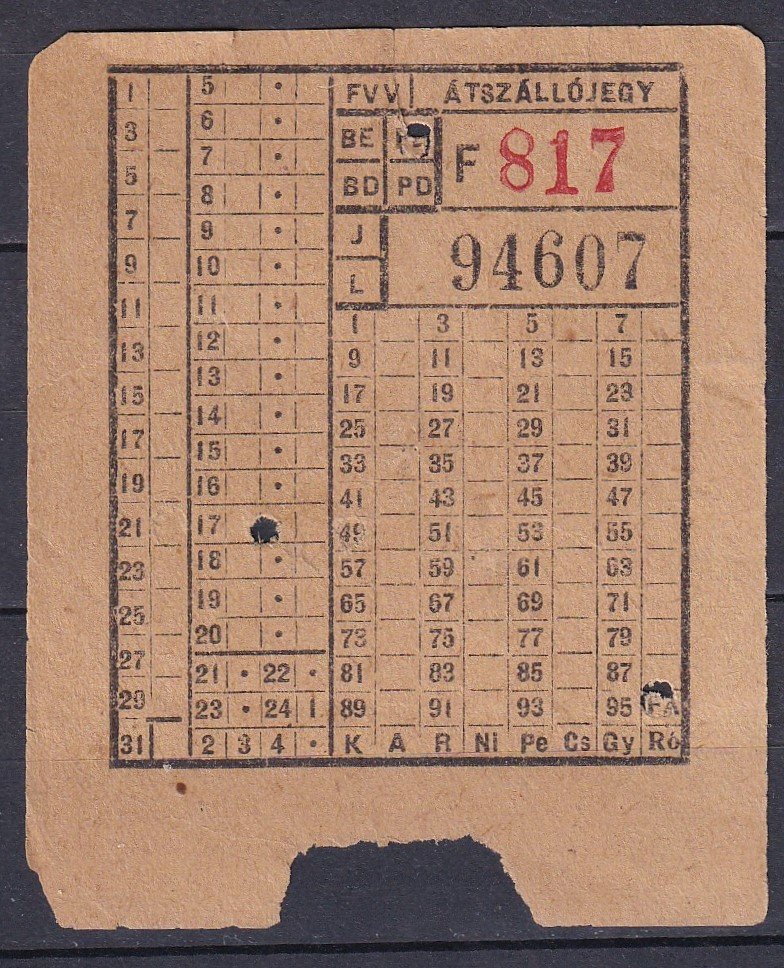 Budapest-FVV, átszállójegy