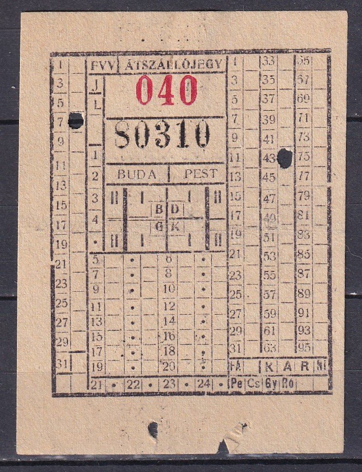 Budapest-FVV, átszállójegy