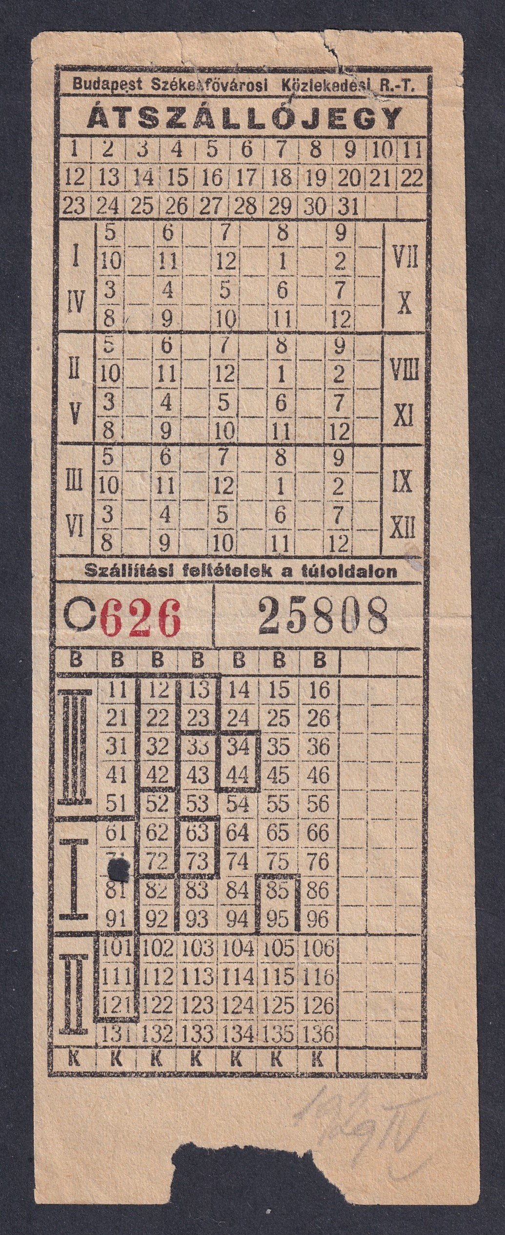 BSZKRT, Átszállójegy