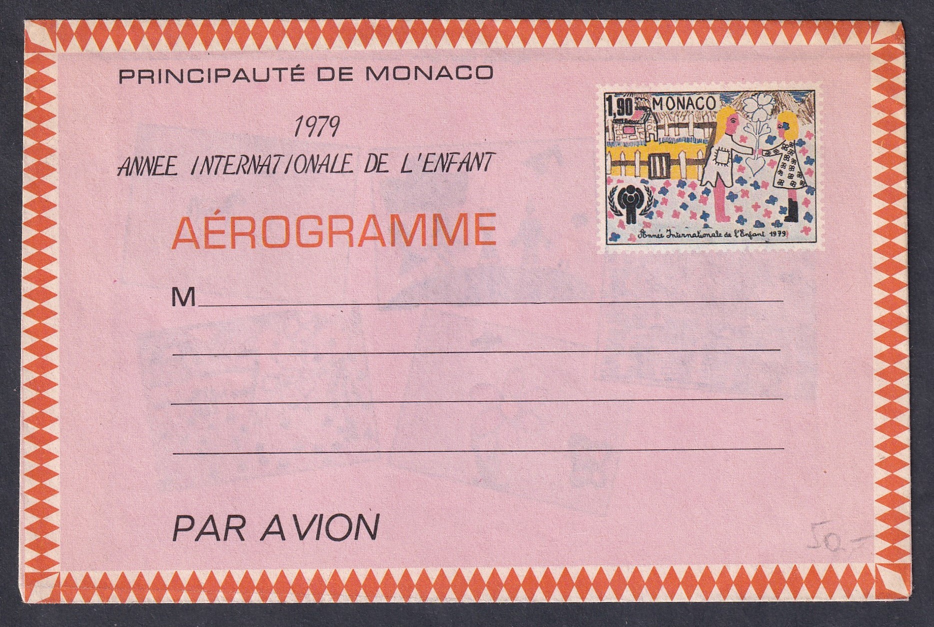 IMG_20260316_0038 1979. MONACO - Gyermekek Nemzetközi Éve - használatlan légiposta díjjegyes boríték