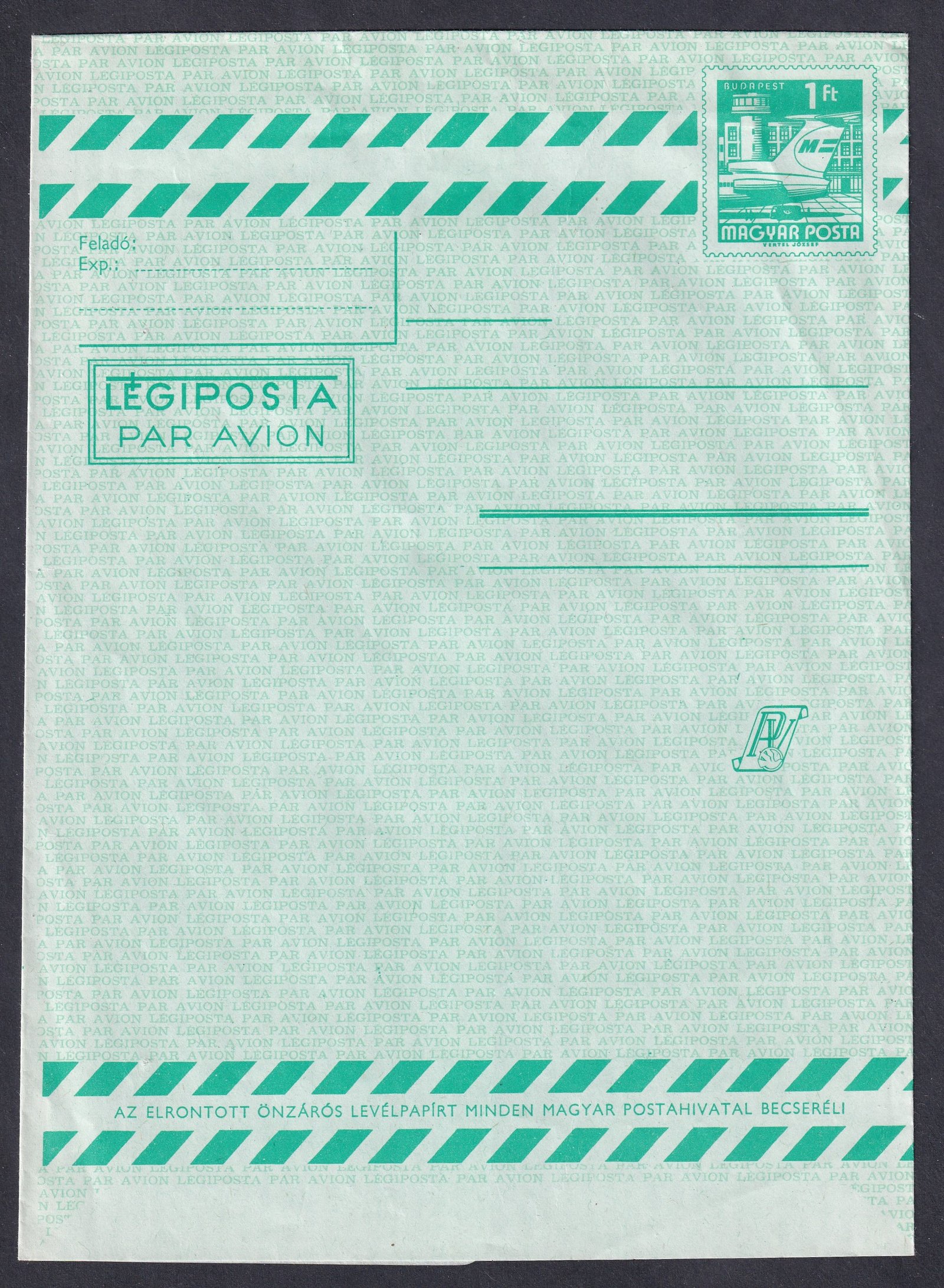 1978. használatlan Légiposta díjjegyes boríték