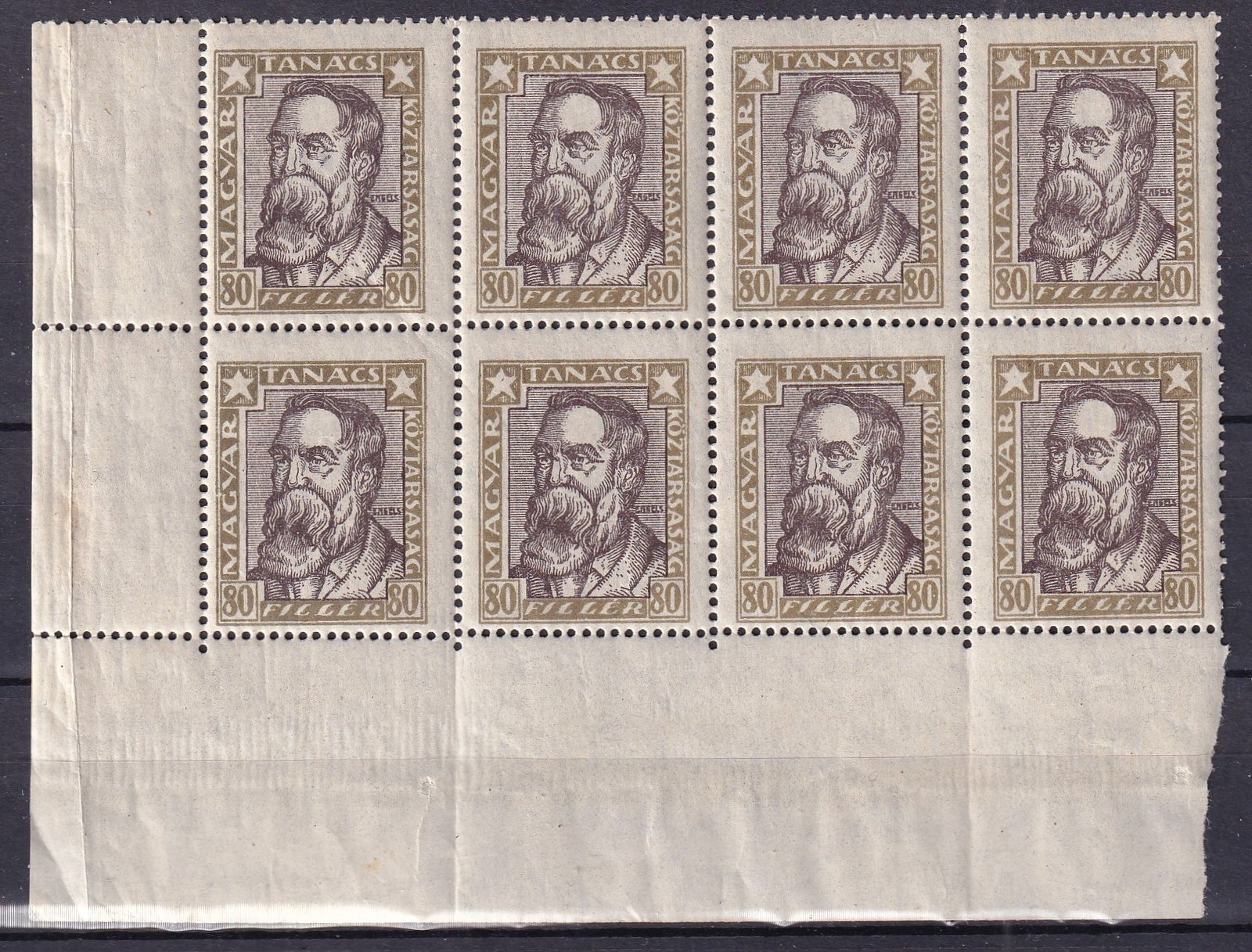 1919. Tanácsköztársaság arcképei sor nagy ívszéli tömbökben