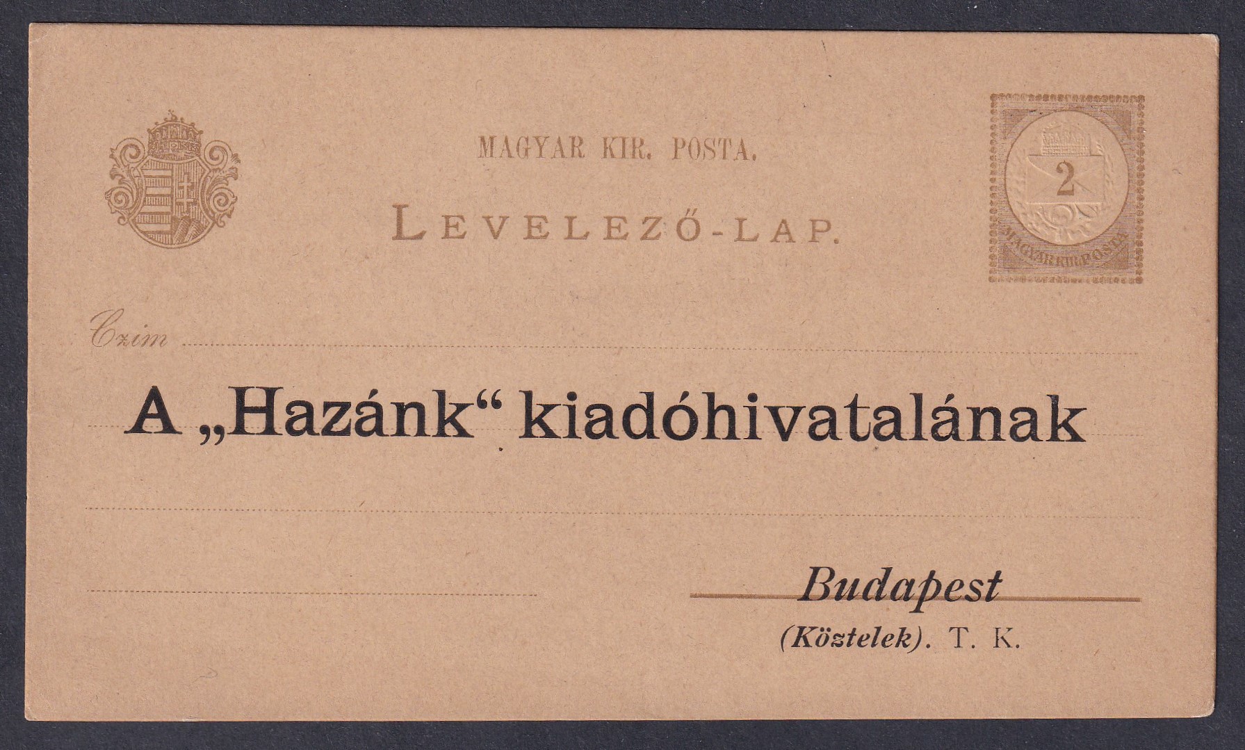 1882. 2 kr díjjegyes levelezőlap – „Hazánk” politikai és közgazdasági napilap előfizetési nyomtatvány, kétoldalas előrenyomással, használatlan