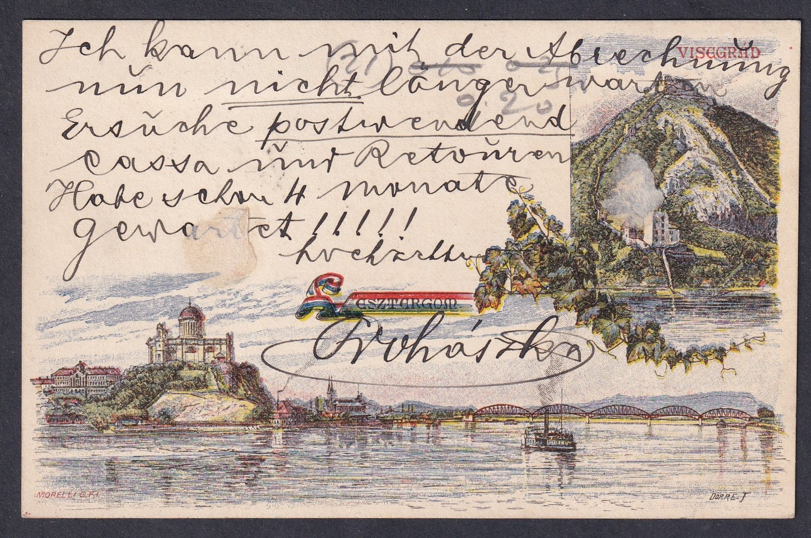 1896. Millenniumi díjjegyes levelezőlap - VISEGRÁD (futott lap hiányzó díjkiegészítéssel)