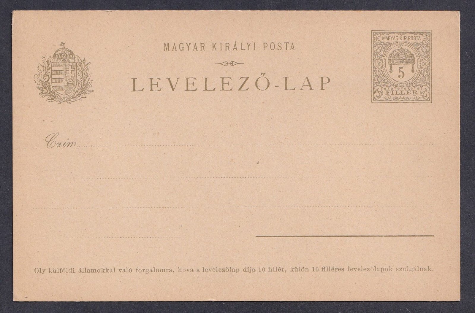 1900. használatlan 5f Válaszlapos levelezőlap