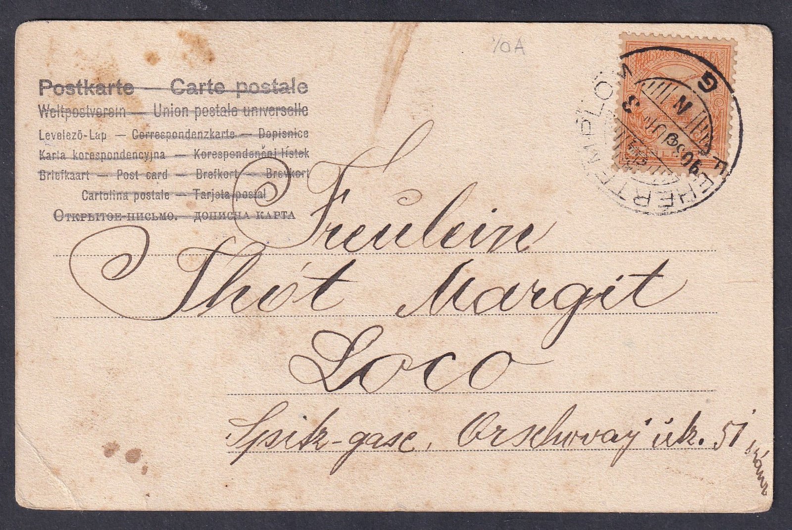 1903. FEHÉRTEMPLOM, helyben feldott képeslap