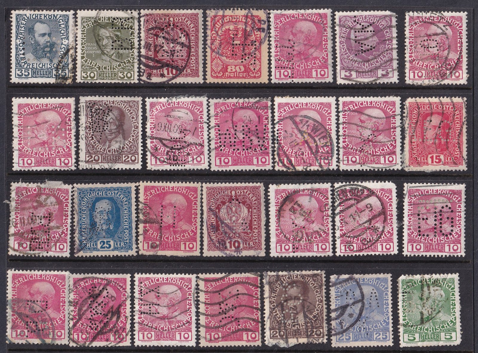 Ausztria, perfin bélyegek