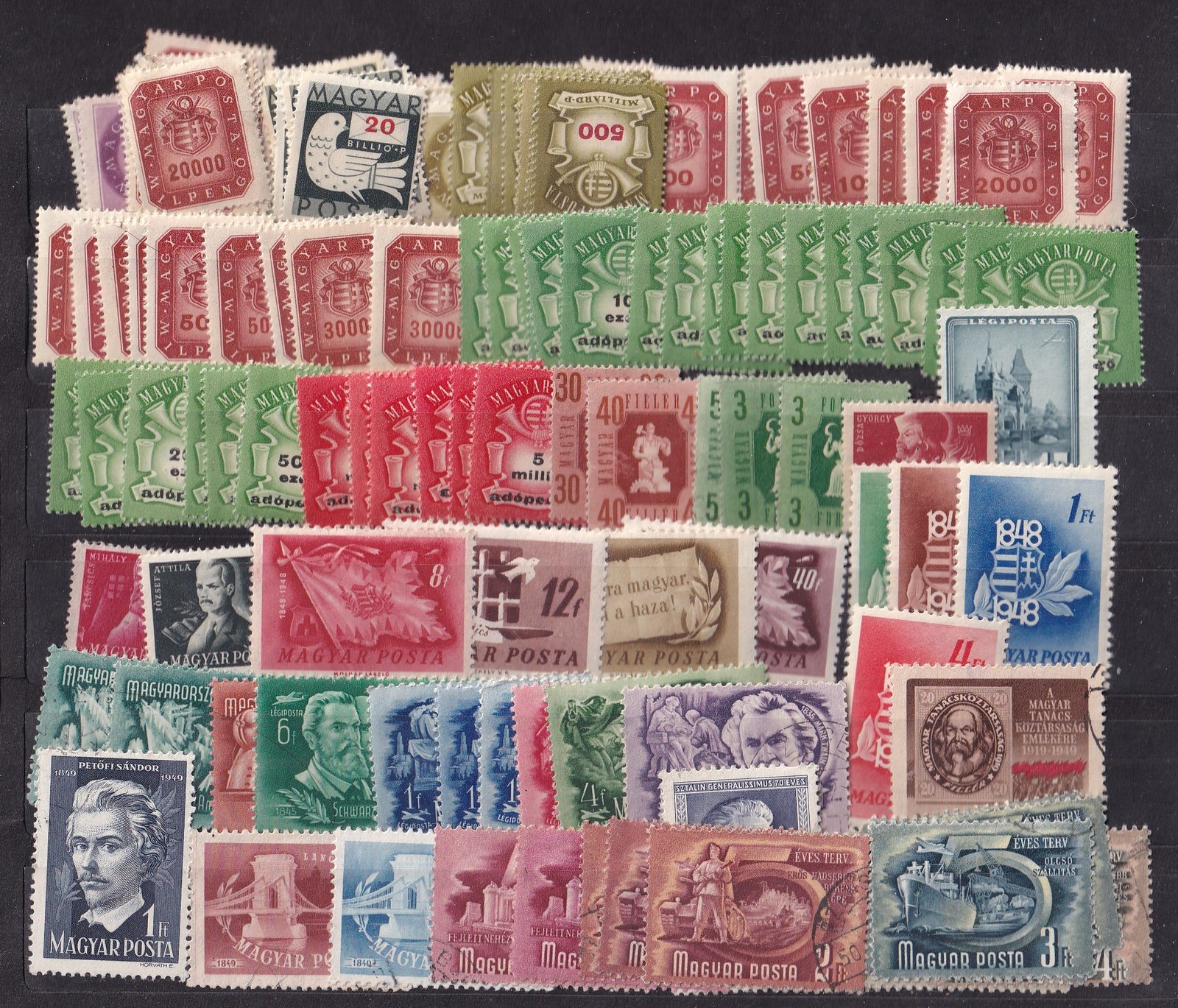 Magyar összeállítás, sok használatlan és postatiszta