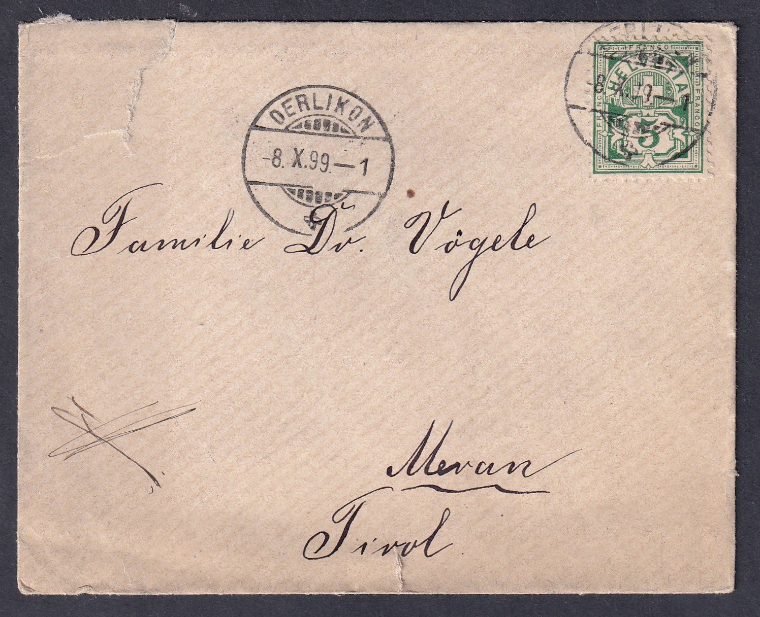 1899. Svájc, belföldi levél