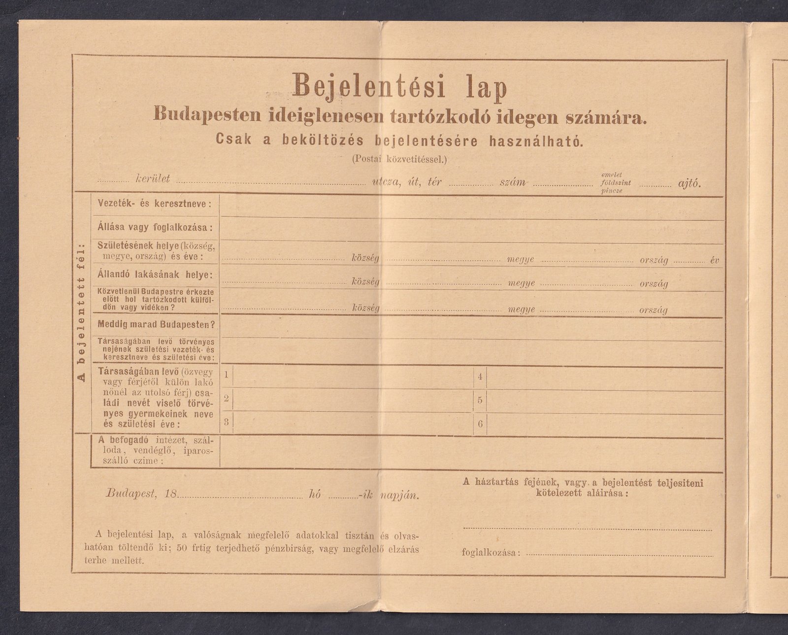1897. 2 krajcár, használatlan három hasábos rendörségi levelezőlap - barna nyomat sárga papíron