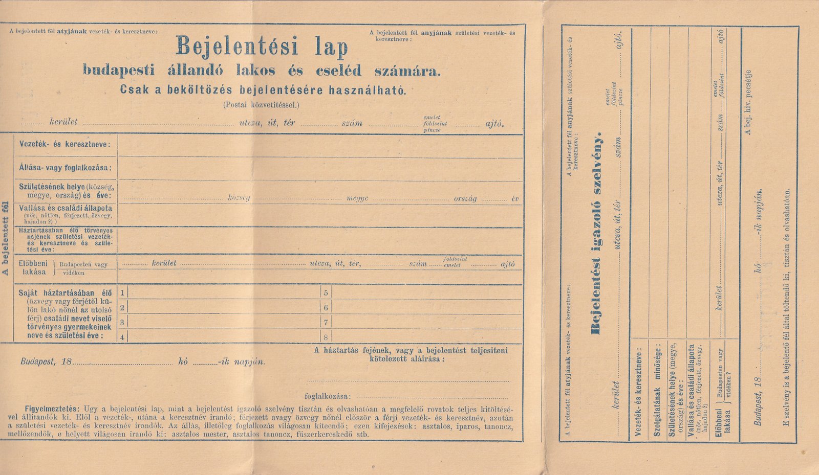 1897. 2 krajcár, használatlan három hasábos rendörségi levelezőlap - kék nyomat sárga papíron